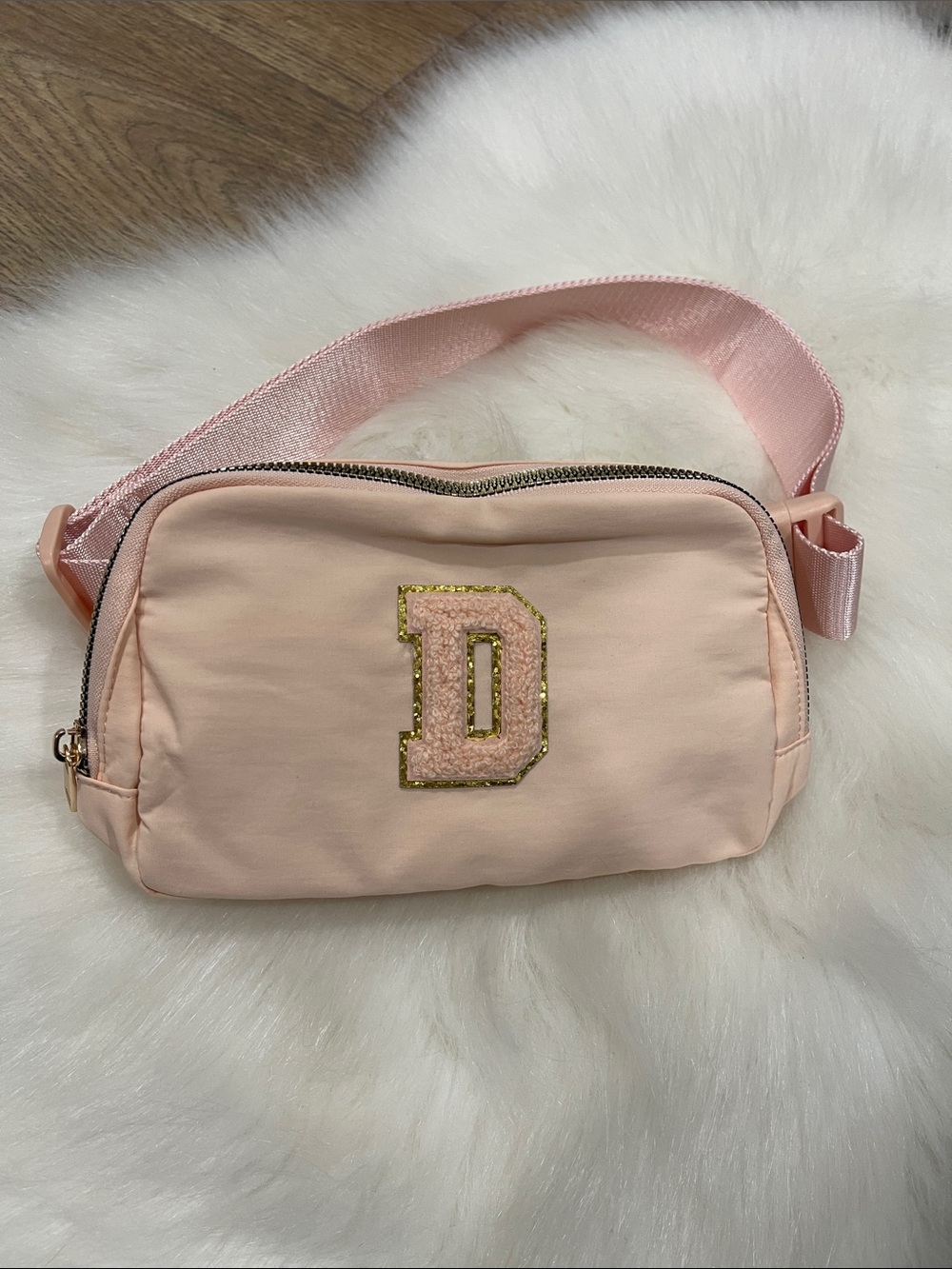 Pink Women's Crossbody Belt Bag with 'D' Patch